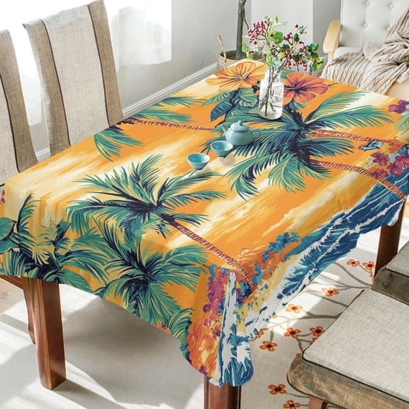 BZSMCE Square Tablecloth Floral Haven by The Shore Pattern Tableclothes