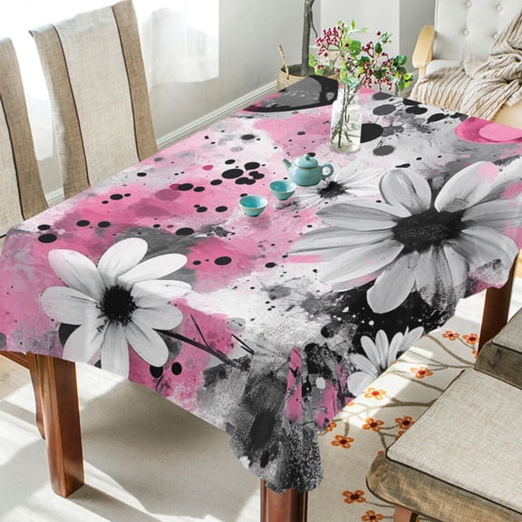 BZSMCE Square Tablecloth Floral Heartbeat Pattern Tableclothes