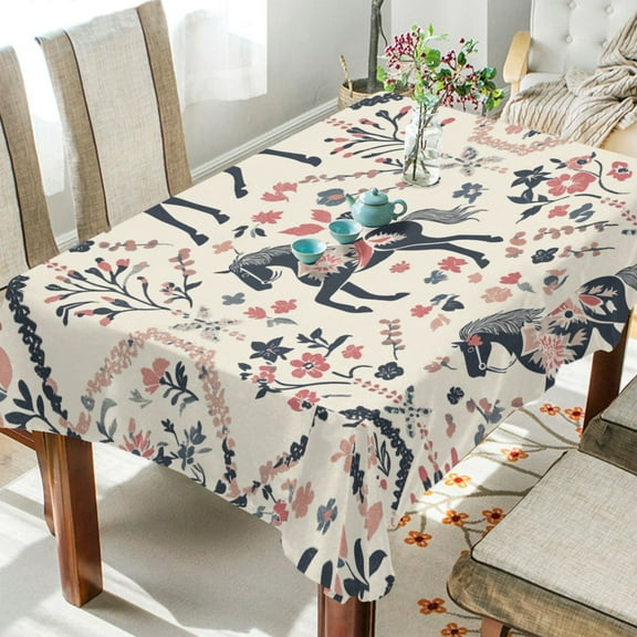 BZSMCE Square Tablecloth Floral Horse Tapestry Pattern Tableclothes