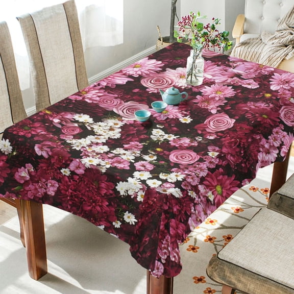 BZSMCE Square Tablecloth Floral Symphony Pattern Tableclothes