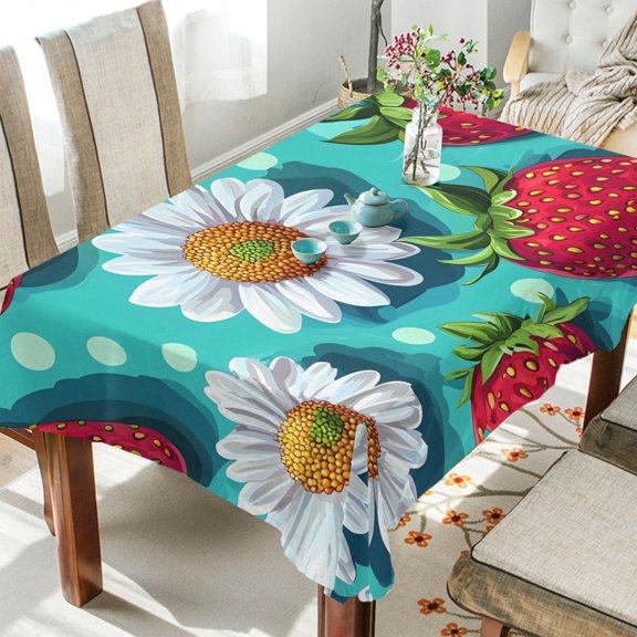 BZSMCE Square Tablecloth Flower Tile Abstract Strawberry Pattern Pattern Tableclothes