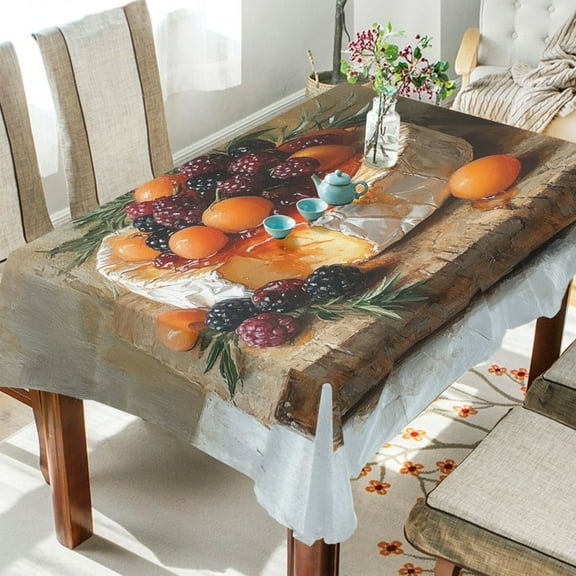 BZSMCE Square Tablecloth Fruit Cake Painting Pattern Tableclothes