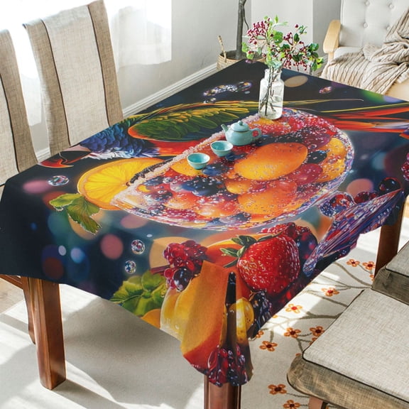 BZSMCE Square Tablecloth Fruit Fiesta Delight Pattern Tableclothes