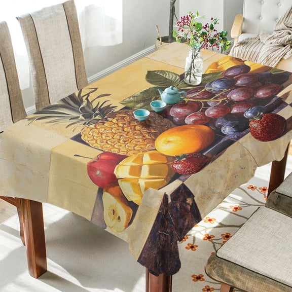 BZSMCE Square Tablecloth Fruits Design Oil Painting Pattern Tableclothes