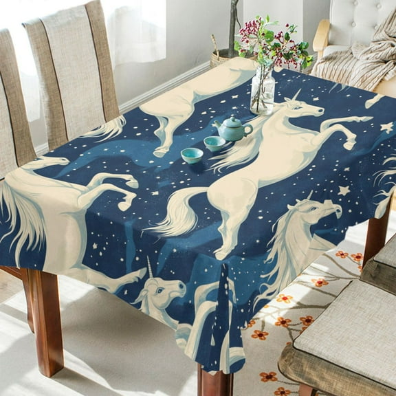 BZSMCE Square Tablecloth Galloping Unicorns Pattern Tableclothes