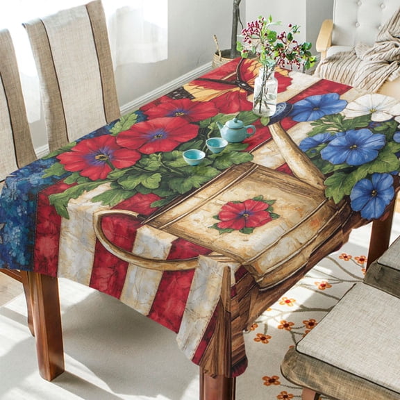 YAZAOO Square Tablecloth Garden Kettle Flag Pattern Tableclothes