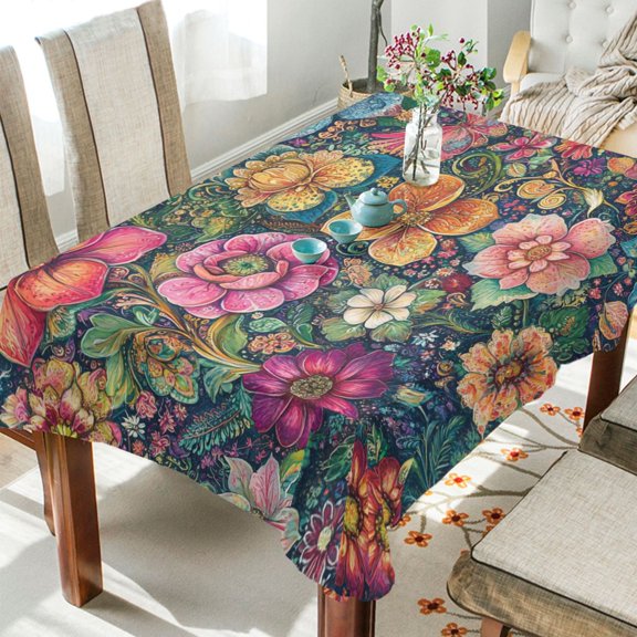 BZSMCE Square Tablecloth Garden Medley Pattern Tableclothes