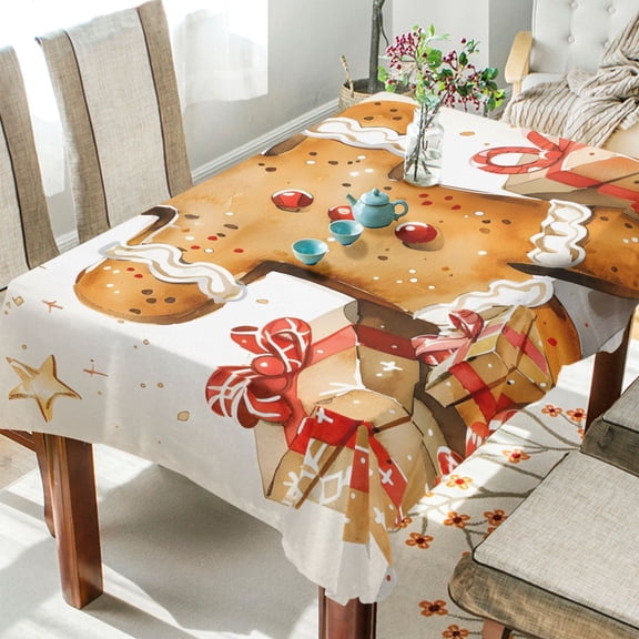 BZSMCE Square Tablecloth Gingerbread Man Cookies Gift Pattern Tableclothes
