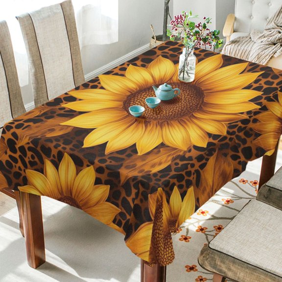 BZSMCE Square Tablecloth Golden Sunflower Patterns Pattern Tableclothes