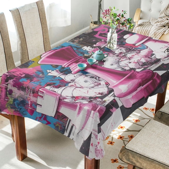 BZSMCE Square Tablecloth Graffiti Chess Showdown Pattern Tableclothes