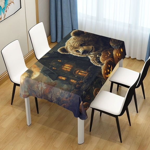 BZSMCE Square Tablecloth Halloween Bear Pattern Tableclothes