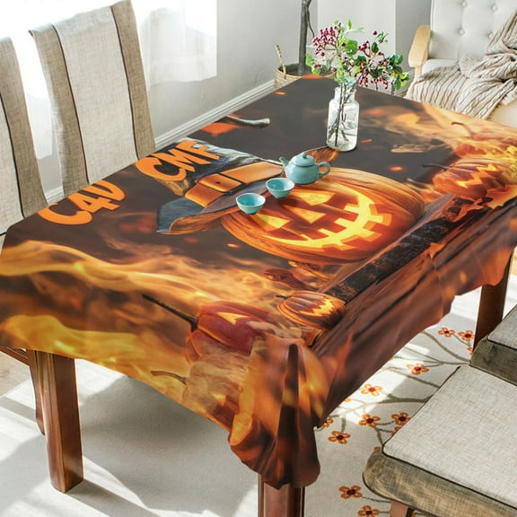 BZSMCE Square Tablecloth Happ Halloween Pumpkin Pattern Tableclothes