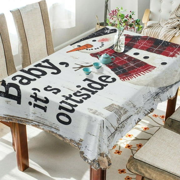 BZSMCE Square Tablecloth Happying Snowman Pattern Tableclothes