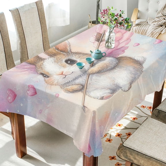 BZSMCE Square Tablecloth Heartfelt Hops Pattern Tableclothes