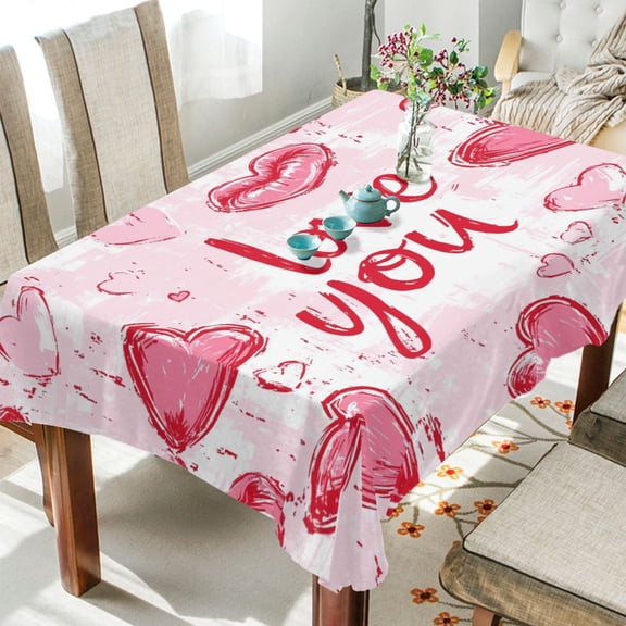 BZSMCE Square Tablecloth Heartfelt Message Pattern Tableclothes