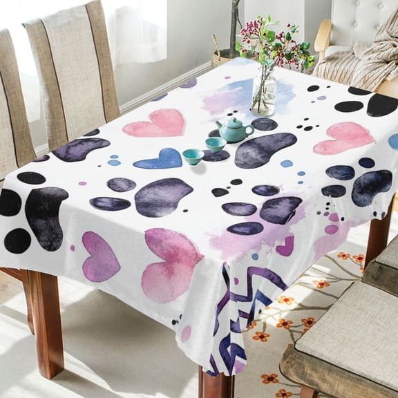 BZSMCE Square Tablecloth Heartfelt Pawprints Pattern Tableclothes