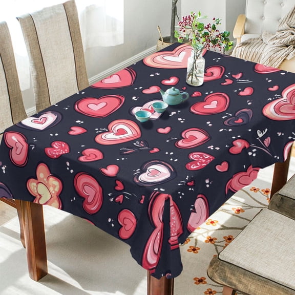 BZSMCE Square Tablecloth Heartfelt Whimsy Pattern Tableclothes