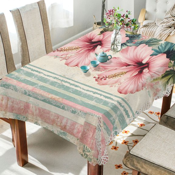 BZSMCE Square Tablecloth Hibiscus Harmony Pattern Tableclothes