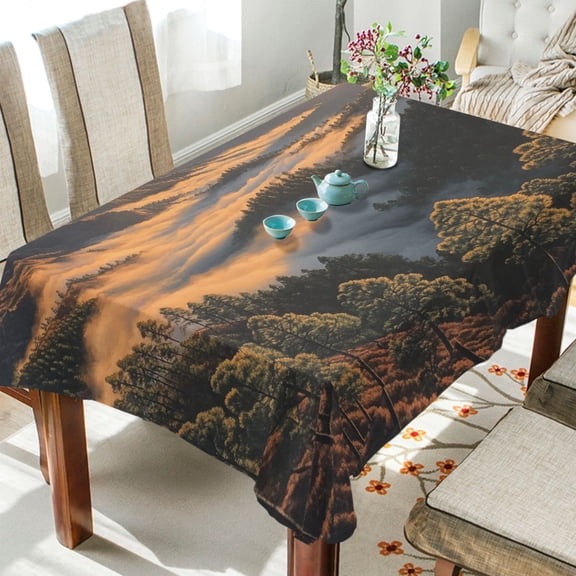 BZSMCE Square Tablecloth Hill in The Clouds Pattern Tableclothes