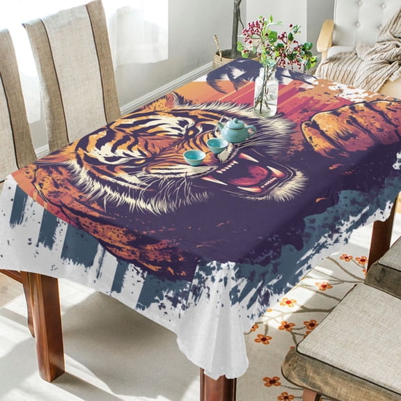 BZSMCE Square Tablecloth Huff Tiger Pattern Pattern Tableclothes