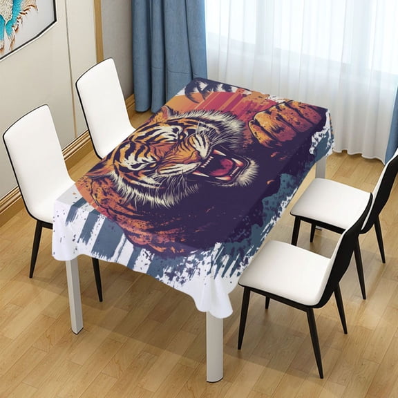 BZSMCE Square Tablecloth Huff Tiger Pattern Pattern Tableclothes