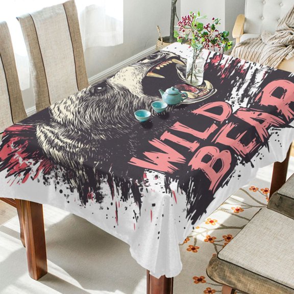 BZSMCE Square Tablecloth Irritable Wild Bear Pattern Tableclothes