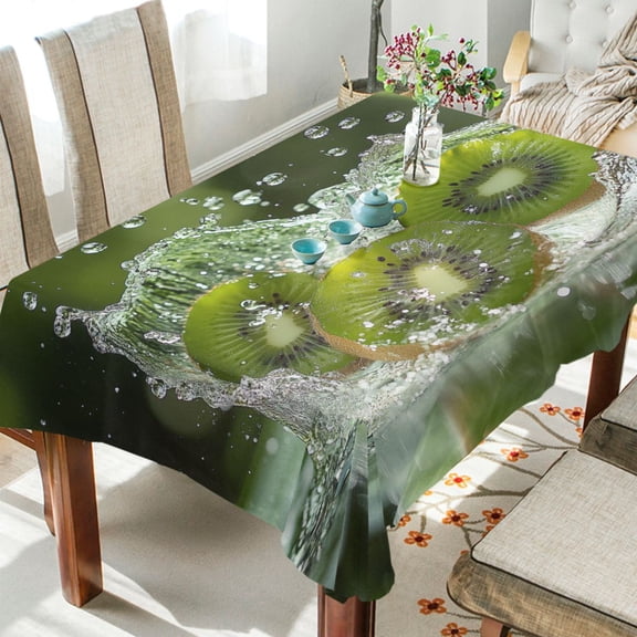 YAZAOO Square Tablecloth Kiwi Splashing in Water Pattern Tableclothes