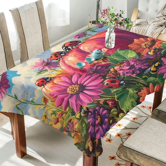 BZSMCE Square Tablecloth Ladybugs Wonderland Pattern Tableclothes