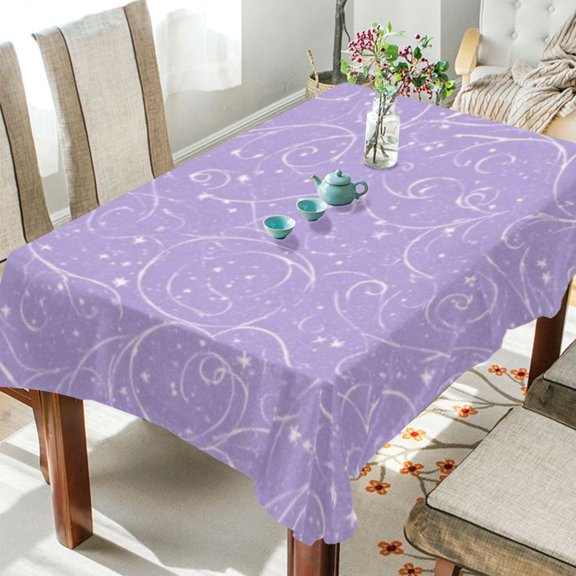 BZSMCE Square Tablecloth Light Purple Floral Swirl Pattern Tableclothes