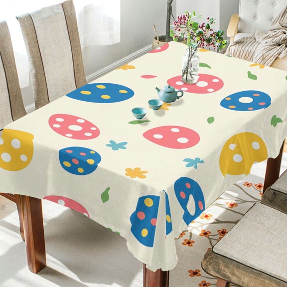 BZSMCE Square Tablecloth Light Yellow Background Easter Eggs Pattern Pattern Tableclothes