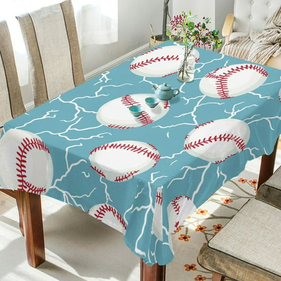BZSMCE Square Tablecloth Lightning Struck Baseballs Pattern Tableclothes