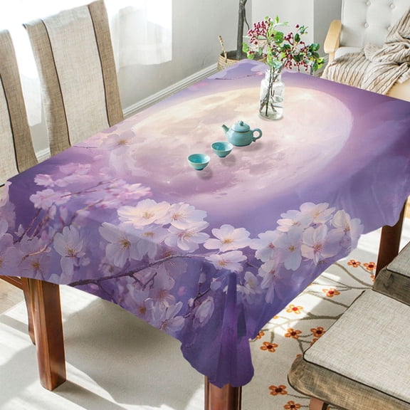 BZSMCE Square Tablecloth Lunar Blossom Serenity Pattern Tableclothes
