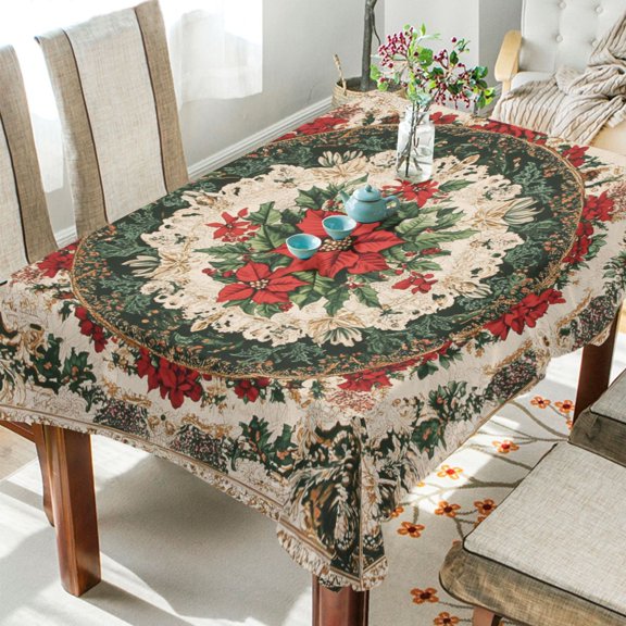 BZSMCE Square Tablecloth Midjourney_ffyy3_a_beautiful_christmas_fabric_pattern_with_intricate_lace__c425b853-2cfe-436e-91db-8 Pattern Tableclothes