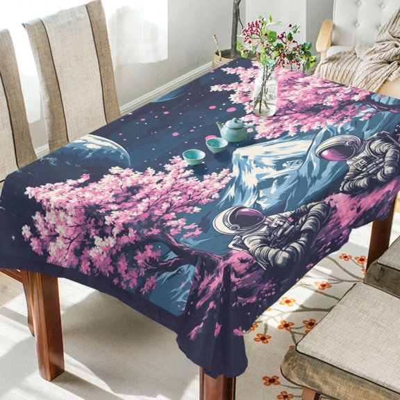 BZSMCE Square Tablecloth Midjourney_ffyy3_a_vector_illustration_of_two_astronauts_sitting_under_che_ccca7fcb-92ba-4111-959c-e Pattern Tableclothes