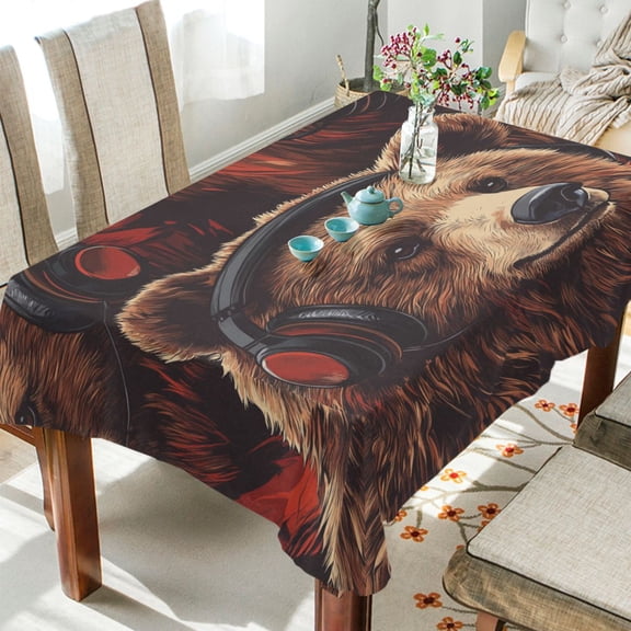 BZSMCE Square Tablecloth Music Bear Pattern Tableclothes