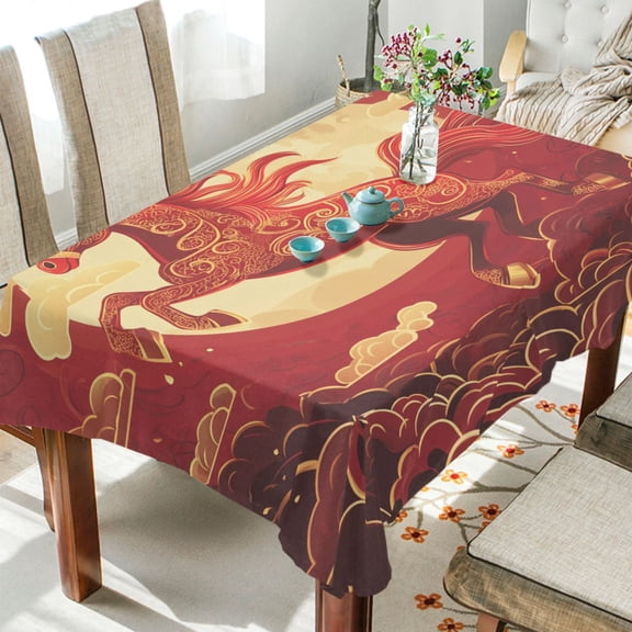 BZSMCE Square Tablecloth Mystical Moon Horse Pattern Tableclothes