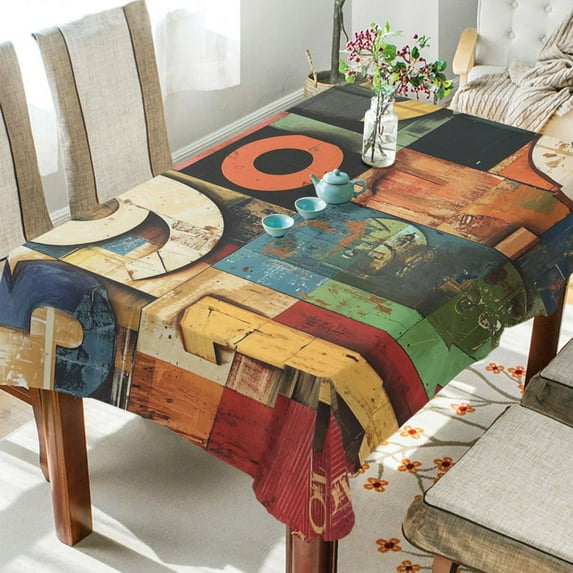BZSMCE Square Tablecloth Number Painting Pattern Tableclothes