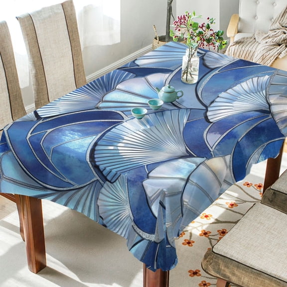 BZSMCE Square Tablecloth Ocean Wave Shells in Blue Pattern Tableclothes