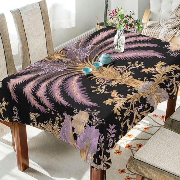BZSMCE Square Tablecloth Opulent Botanical Elegance Pattern Tableclothes