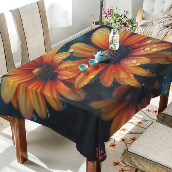 BZSMCE Square Tablecloth Orning Dew on Orange Blooms Pattern Tableclothes