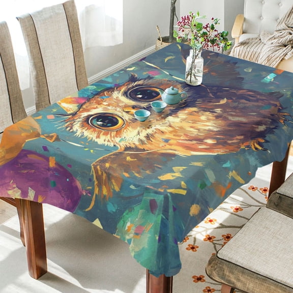 BZSMCE Square Tablecloth Owl Fly Pattern Pattern Tableclothes