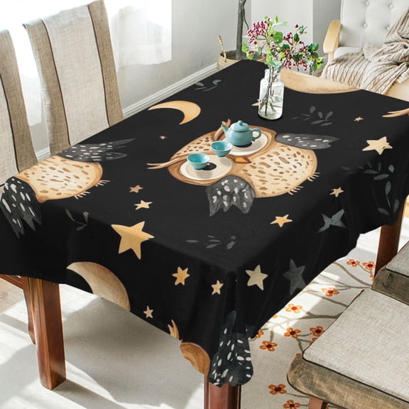 BZSMCE Square Tablecloth Owl Pattern Tableclothes