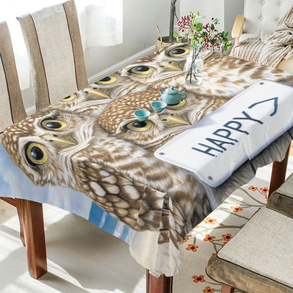 BZSMCE Square Tablecloth Owls Hold in Happy Pattern Tableclothes