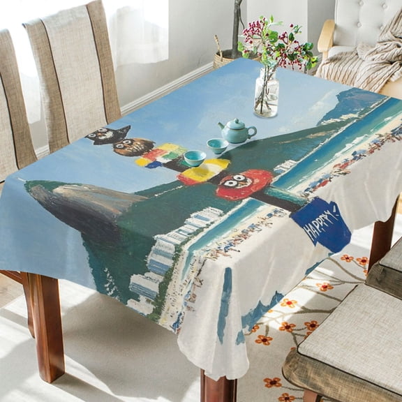 BZSMCE Square Tablecloth Owls Stand on The Pole Pattern Tableclothes