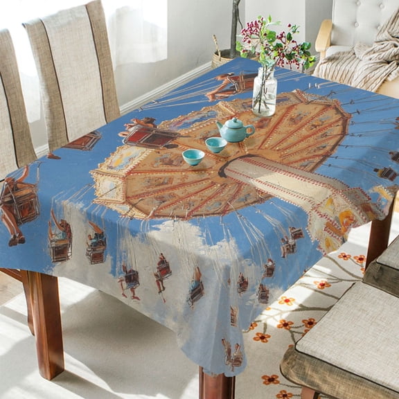 BZSMCE Square Tablecloth Painting Of Rotating Flying Chair Pattern Tableclothes