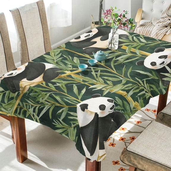 BZSMCE Square Tablecloth Pandas in Lush Green Forest Pattern Tableclothes