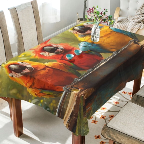 BZSMCE Square Tablecloth Parrot Sing in The Forest Pattern Tableclothes