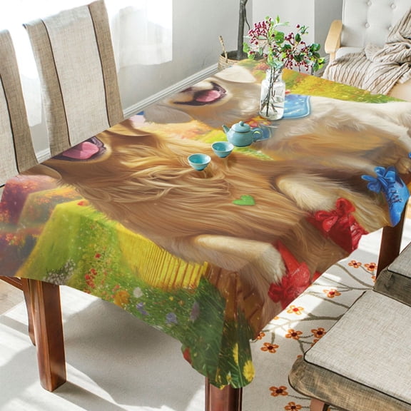 BZSMCE Square Tablecloth Paws on The Yellow Brick Road Pattern Tableclothes