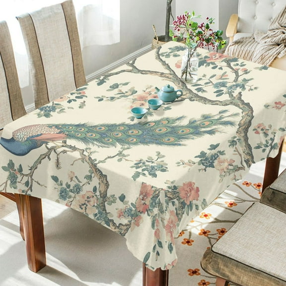 BZSMCE Square Tablecloth Peacock Paradise Pattern Tableclothes