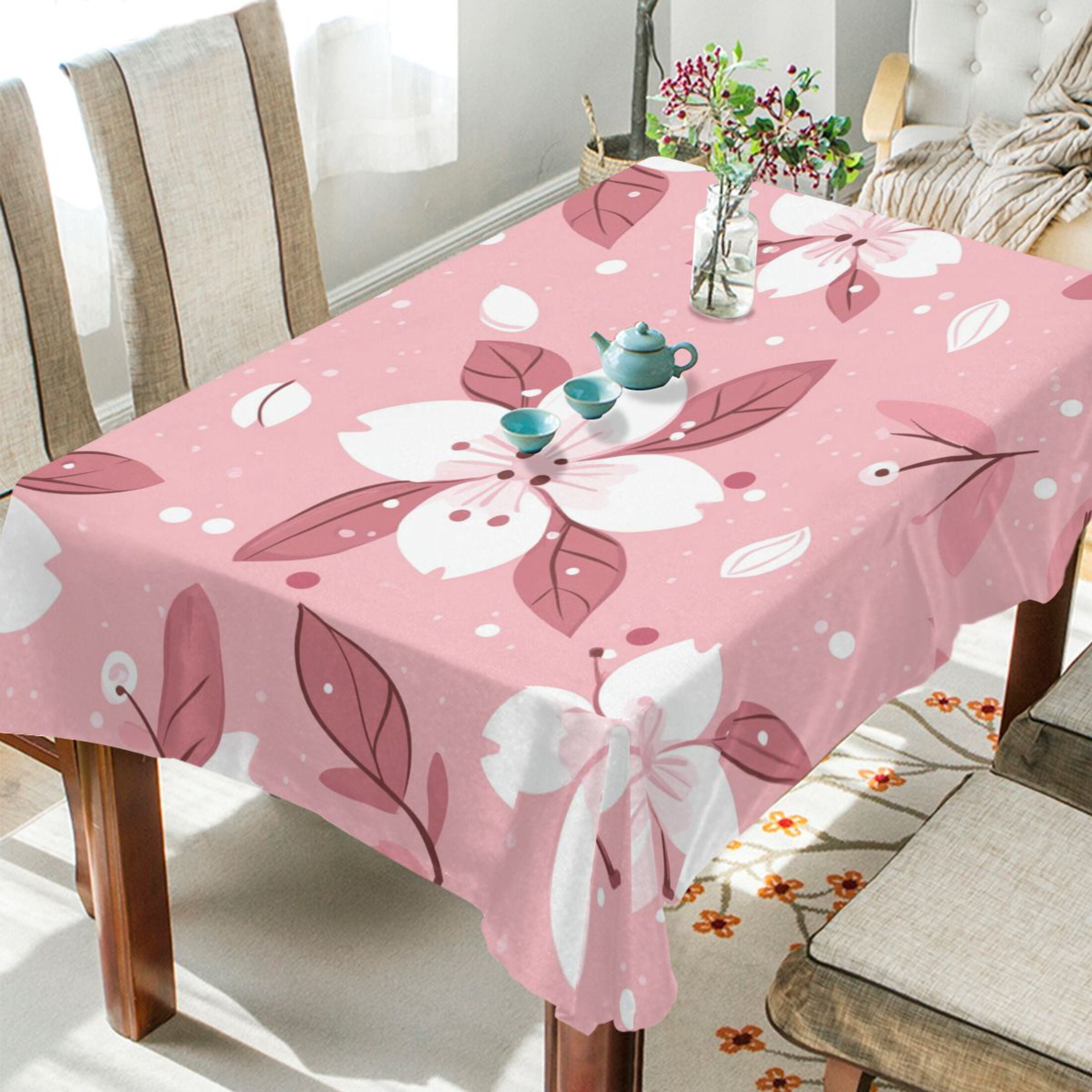 Pink Tablecloth Pattern BZSMCE Square Tablecloth Pink Blossom Pattern Tableclothes - Walmart.com